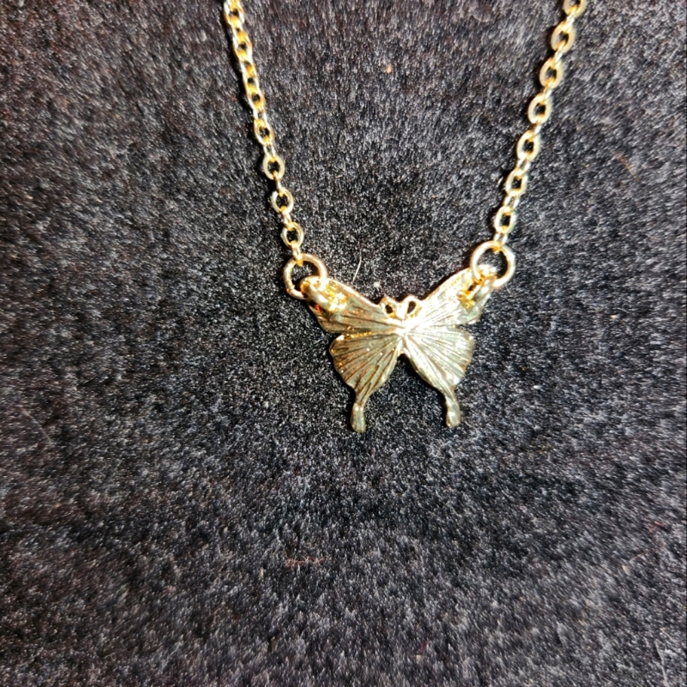 Gold butterfly necklace